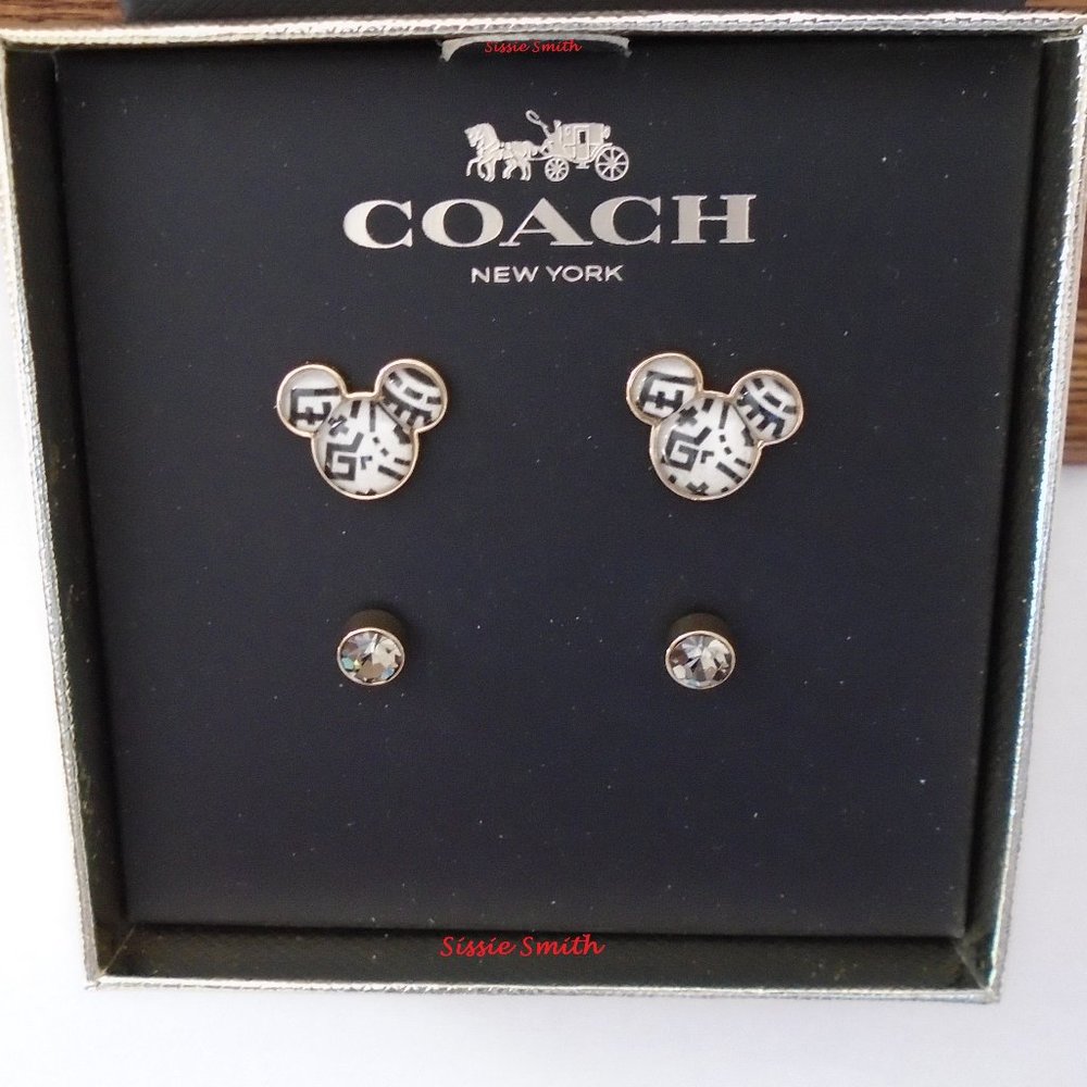 NWT Coach Disney Mickey Mouse X Keith Haring Stud Earrings Set